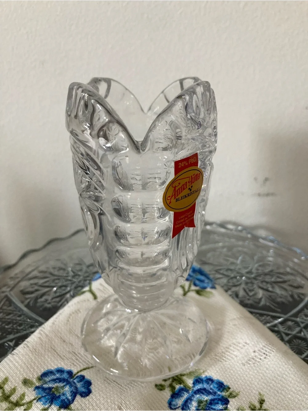 Anna Huitte Bleikristall Clear Lead Crystal Heart Vase Germany - 24%Pbo